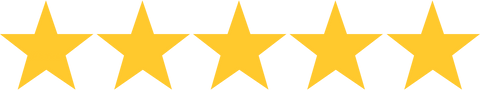 Five yellow stars in a horizontal row on a transparent background, commonly representing a five-star rating or review.
